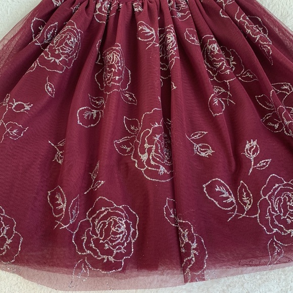 Knitworks Burgundy Glitter Roses Tank Dress 10 EUC - Picture 3 of 10
